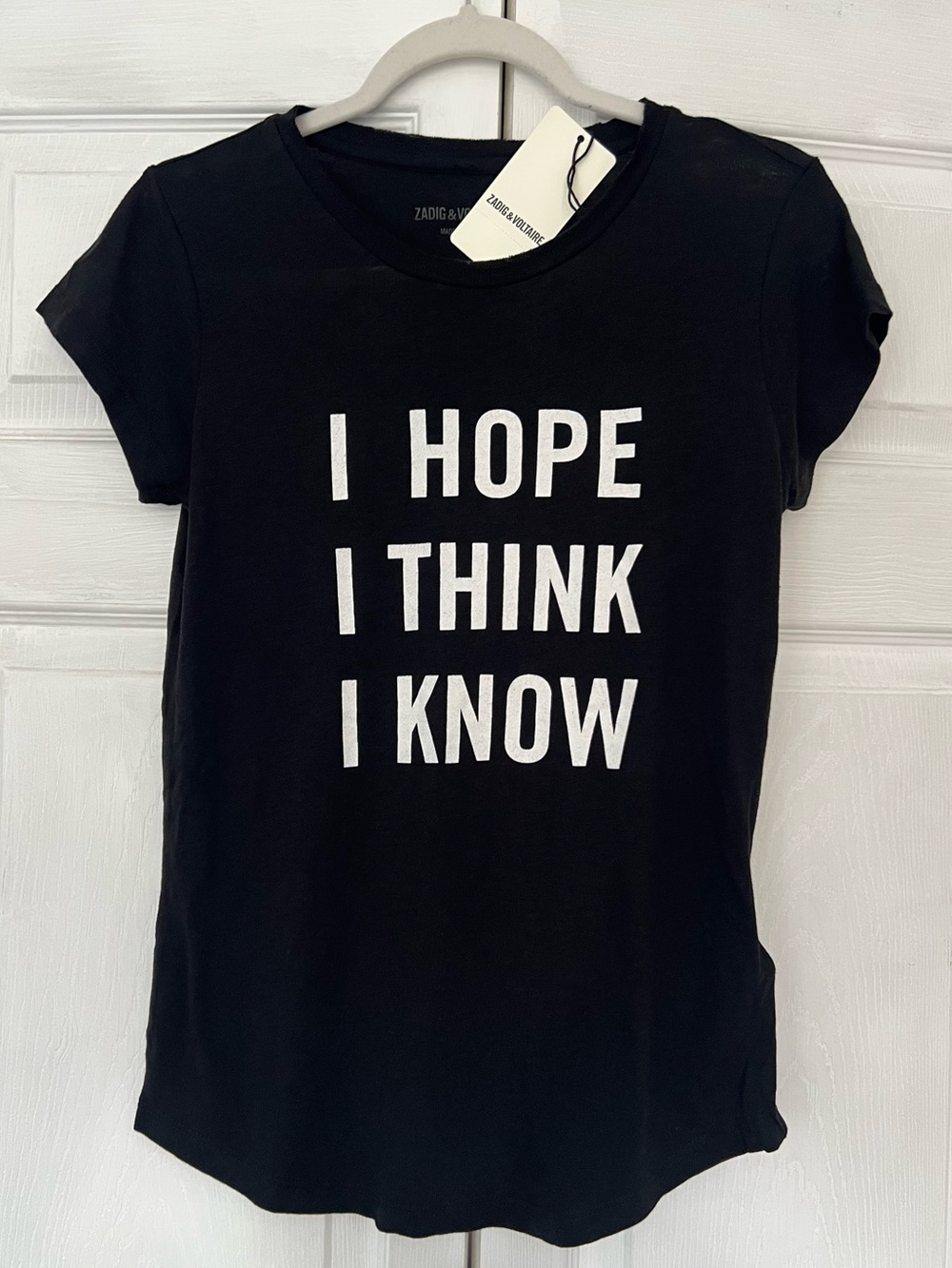 Zadig & Voltaire Black Graphic Tee "I HOPE I THINK I KNOW", S NWT